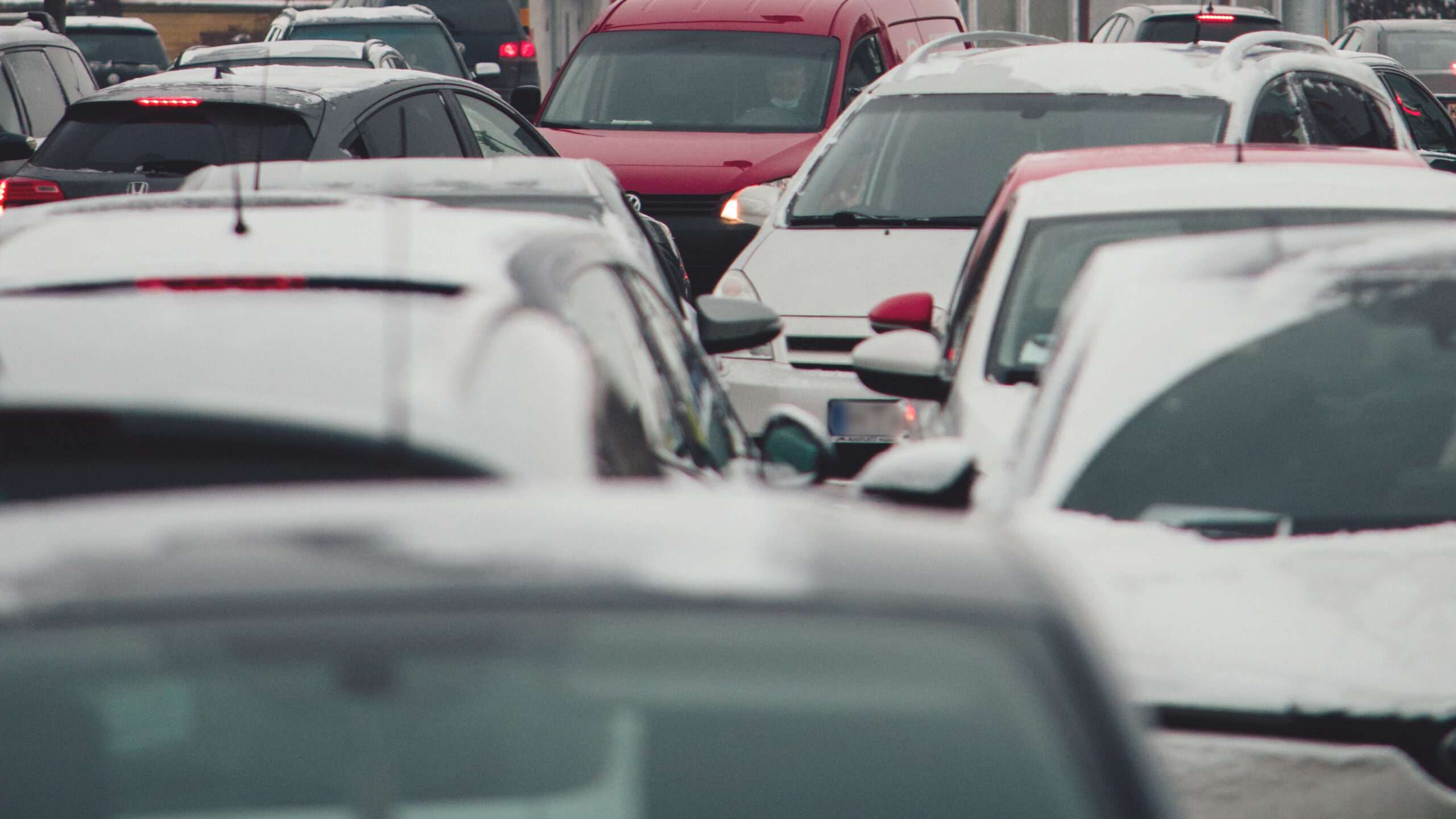 Gridlocked traffic jam